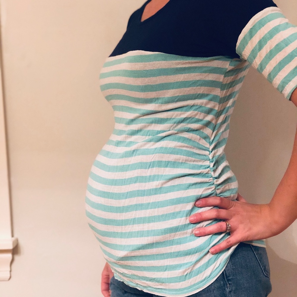 Aqua & Navy Maternity Top